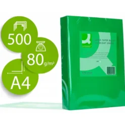Papel color Q-connect tamaño A4 80g/m2 pack 500 hojas Verde intenso