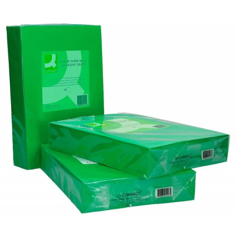 Papel color Q-connect tamaño A4 80g/m2 pack 500 hojas Verde intenso