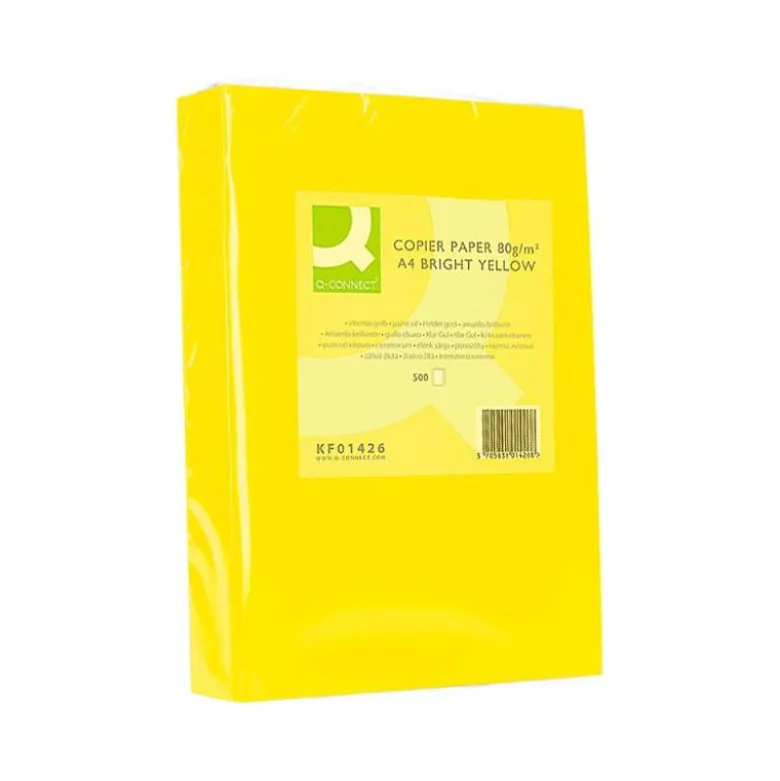 Papel color Q-connect tamaño A4 80g/m2 pack 500 hojas Amarillo intenso