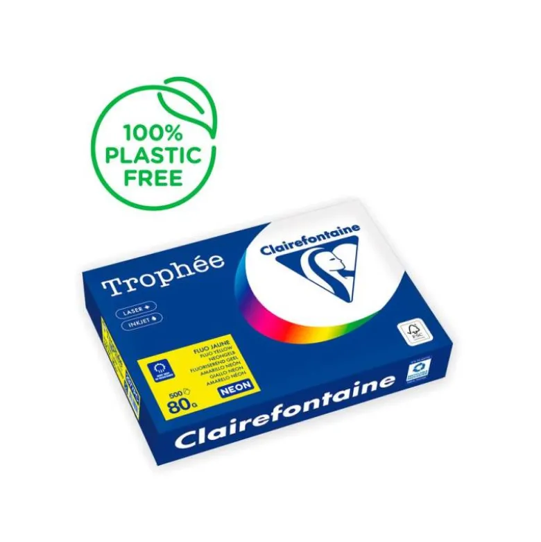 PAPEL COLOR TROPHEE A4 80GR AMARILLO NEON PAQUETE DE 500 HOJAS