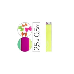 Papel crespon Liderpapel color amarillo fluorescente rollo 50x25cm 34g/m2
