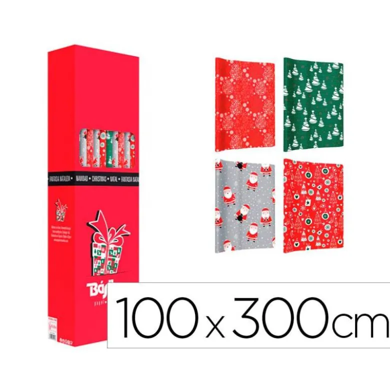 PAPEL DE REGALO BASIKA NAVIDAD ROLLO ANCHO 1 MT LONGITUD 3 M MODELOS SURTIDOS GRAMAJE 50 GR
