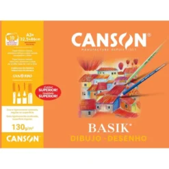 Papel dibujo Canson din A3+ con recuadro 130 g/m2