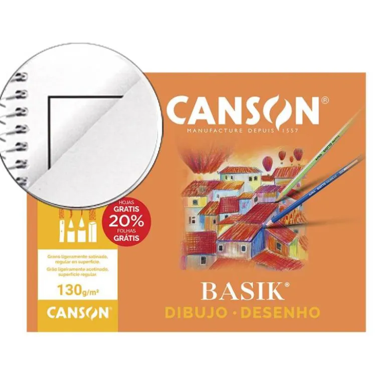 Papel dibujo Canson din a4 gramaje 130 g/m2 Minipack 10 hojas