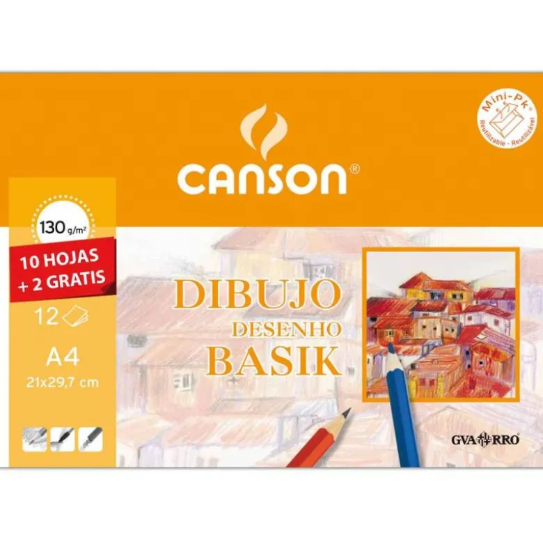 Papel dibujo Canson din a4 gramaje 130 g/m2 Minipack 10 hojas