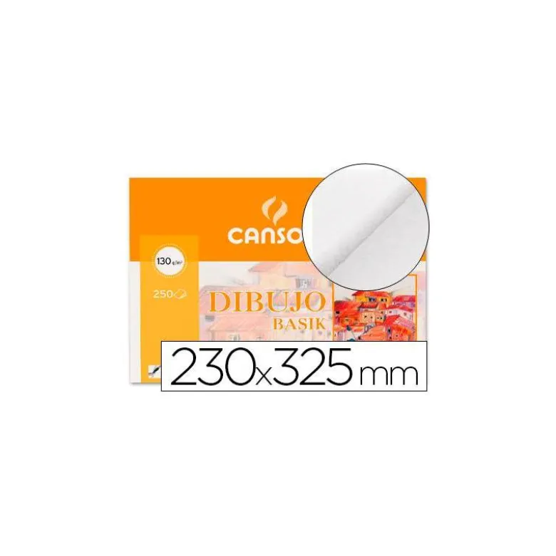 Papel dibujo Canson 230x325 mm gramaje 130g/m2 sin recuadro