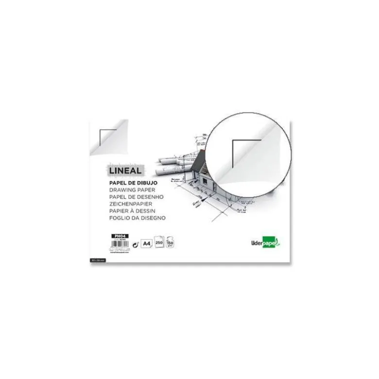 Papel dibujo liderpapel 210x297mm 150g/m2 con cajetin