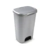 PAPELERA CONTENEDOR PLASTICFORTE PLASTICO CON TAPADERA Y PEDAL 50 LITROS COLOR PLATA 410X360X635 MM