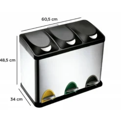 Papelera contenedor Q-connect de 45 L 3 depositos