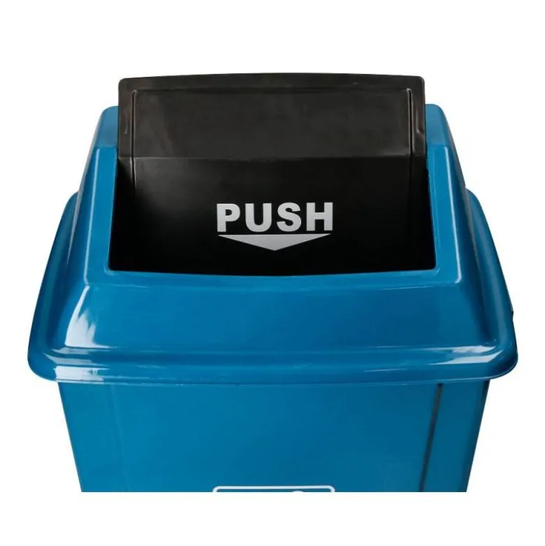 PAPELERA CONTENEDOR Q-CONNECT PLASTICO CON TAPA DE BALANCIN 20 LITROS 340X240X450 MM AZUL