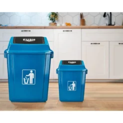 PAPELERA CONTENEDOR Q-CONNECT PLASTICO CON TAPA DE BALANCIN 20 LITROS 340X240X450 MM AZUL