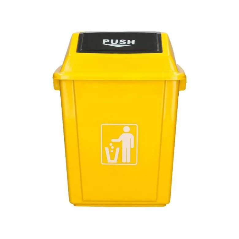 PAPELERA CONTENEDOR Q-CONNECT PLASTICO CON TAPA DE BALANCIN 20 LITROS 340X240X450 MM AMARILLO