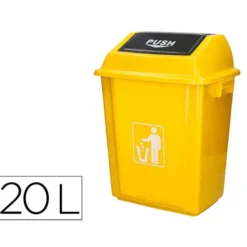 PAPELERA CONTENEDOR Q-CONNECT PLASTICO CON TAPA DE BALANCIN 20 LITROS 340X240X450 MM AMARILLO