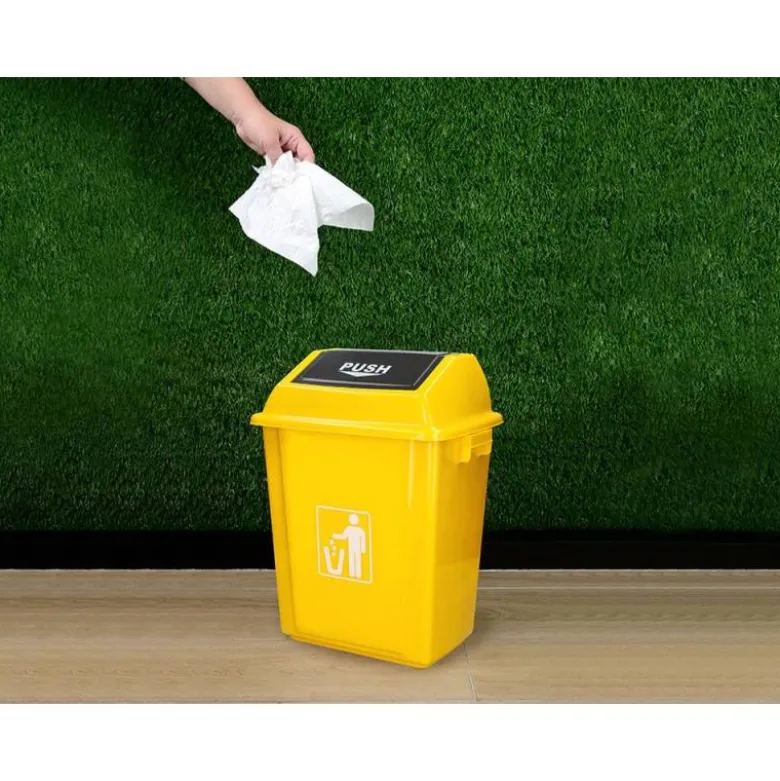 PAPELERA CONTENEDOR Q-CONNECT PLASTICO CON TAPA DE BALANCIN 20 LITROS 340X240X450 MM AMARILLO