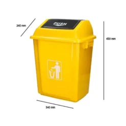 PAPELERA CONTENEDOR Q-CONNECT PLASTICO CON TAPA DE BALANCIN 20 LITROS 340X240X450 MM AMARILLO