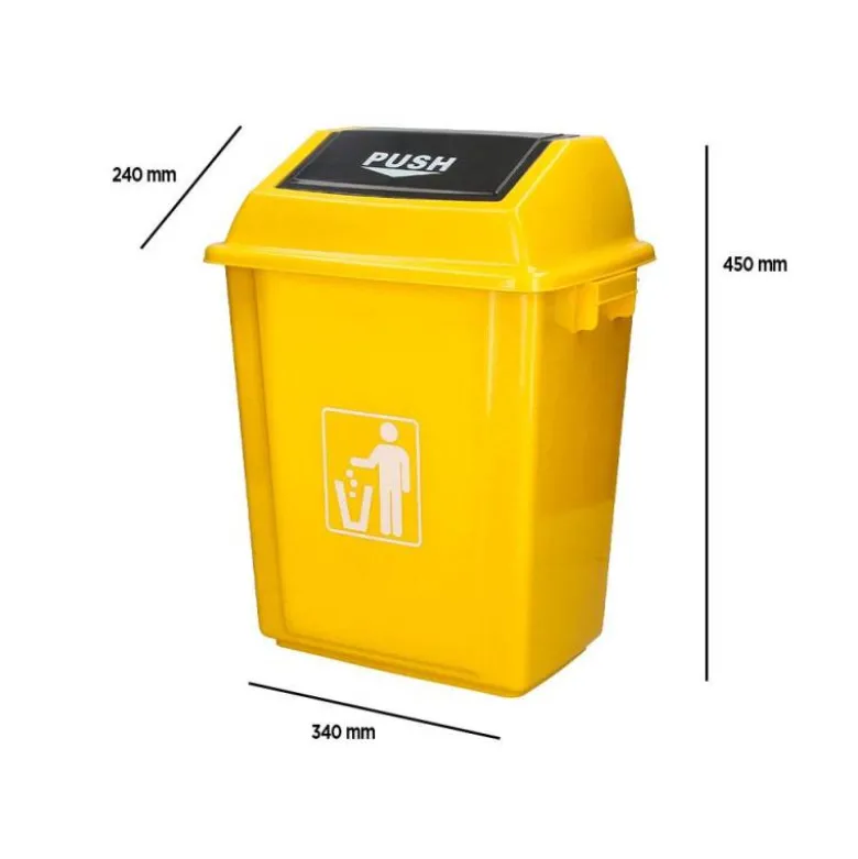 PAPELERA CONTENEDOR Q-CONNECT PLASTICO CON TAPA DE BALANCIN 20 LITROS 340X240X450 MM AMARILLO