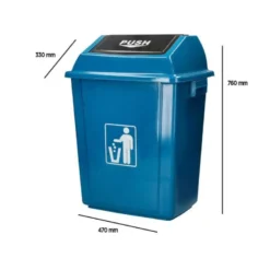 PAPELERA CONTENEDOR Q-CONNECT PLASTICO CON TAPA DE BALANCIN 58 LITROS 470X330X760 MM AZUL