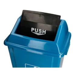 PAPELERA CONTENEDOR Q-CONNECT PLASTICO CON TAPA DE BALANCIN 58 LITROS 470X330X760 MM AZUL
