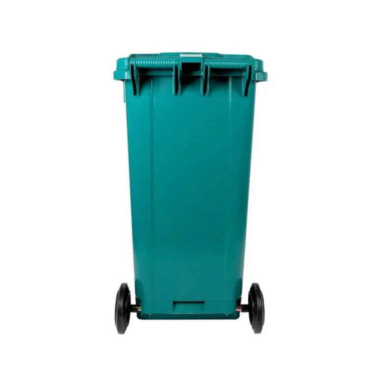 PAPELERA CONTENEDOR Q-CONNECT PLASTICO CON TAPADERA Y RUEDAS 240 LITROS 1040X620X610 MM VERDE