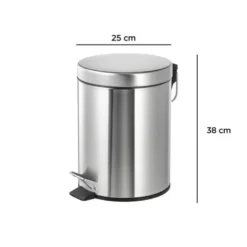PAPELERA METALICA Q-CONNECT CON PEDAL CROMADA 25X38CM CAPACIDAD 12 LITROS