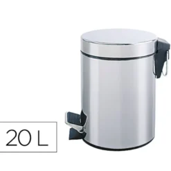 PAPELERA METALICA Q-CONNECT CON PEDAL CROMADA 43X29CM CAPACIDAD 20 LITROS