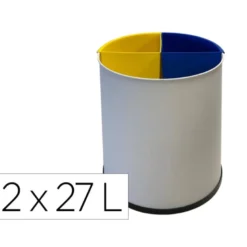 PAPELERA METALICA SIE PARA RECICLAJE CON 2 DEPARTAMENTO EXTRAIBLE 2X27 LITROS 300X295 MM