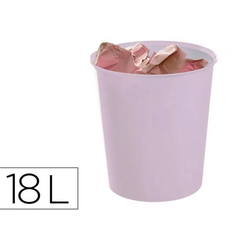 PAPELERA PLASTICO ARCHIVO 2000 ECOGREEN 100% RECICLADA 18 LITROS COLOR MALVA PASTEL