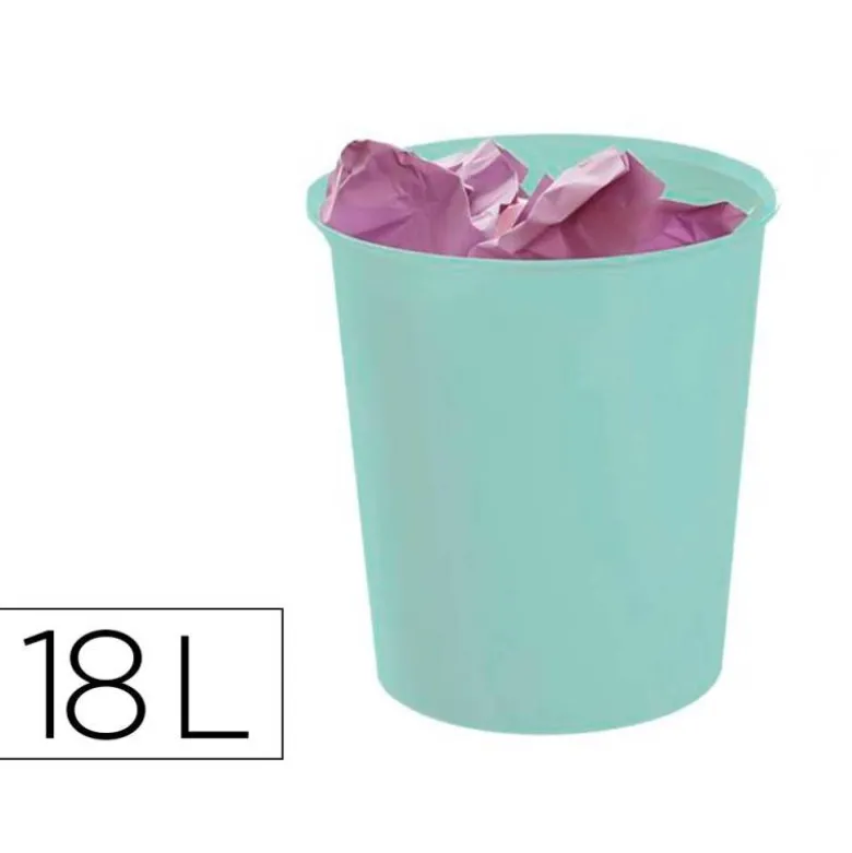 PAPELERA PLASTICO ARCHIVO 2000 ECOGREEN 100% RECICLADA 18 LITROS COLOR VERDE PASTEL