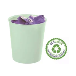PAPELERA PLASTICO ARCHIVO 2000 ECOGREEN 100% RECICLADA 18 LITROS COLOR VERDE PASTEL