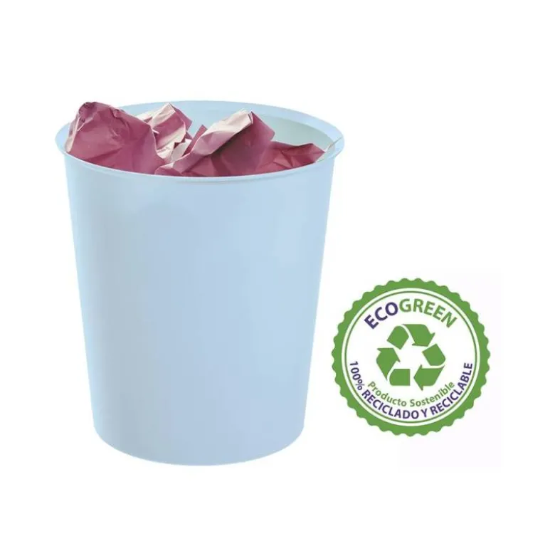 PAPELERA PLASTICO ARCHIVO 2000 ECOGREEN 100% RECICLADA 18 LITROS COLOR AZUL PASTEL