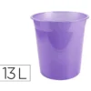 PAPELERA PLASTICO LIDERPAPEL LAVANDA TRANSLUCIDO 13 LITROS 275X285 MM