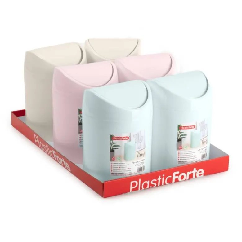 PAPELERA PLASTICO PLASTICFORTE TINY SOBREMESA 1,4L COLORES SURTIDOS 12,5X12,5X17,5 CM