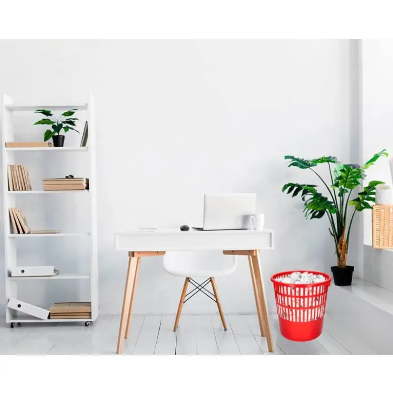 PAPELERA PLASTICO Q-CONNECT 15 LITROS COLOR ROJO 285X290 MM