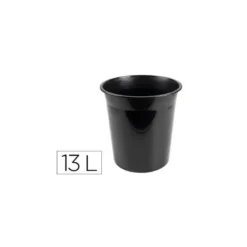 PAPELERA PLASTICO Q-CONNECT NEGRO OPACO 13 LITROS