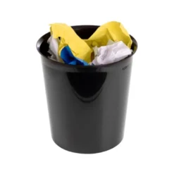 PAPELERA PLASTICO Q-CONNECT NEGRO OPACO 13 LITROS