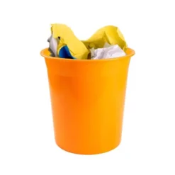 PAPELERA PLASTICO Q-CONNECT NARANJA TRANSLUCIDO 13 LITROS