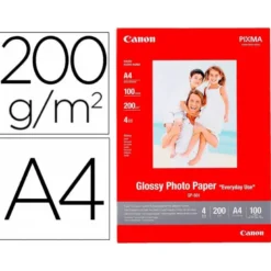 PAPEL FOTO CANON DIN A4 BRILLANTE 200GR/M2 PAQUETE 100 HOJAS