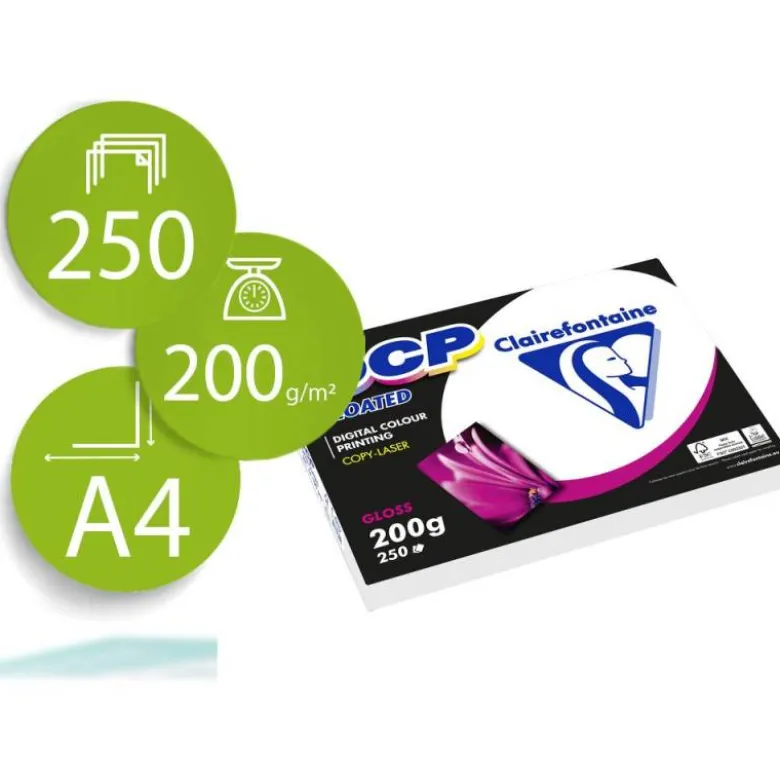 PAPEL FOTOCOPIADORA COLOR DCP COATED GLOSSY DIN A4 200 GRAMOS PAQUETE 250 HOJAS