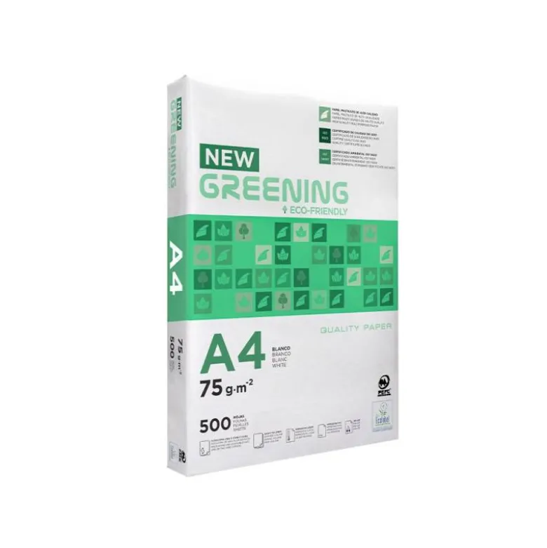 PAPEL FOTOCOPIADORA GREENING DIN A4 75 GRAMOS PAQUETE DE 500 HOJAS