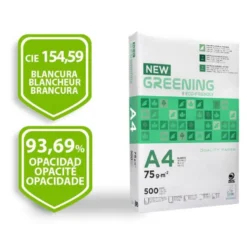 PAPEL FOTOCOPIADORA GREENING DIN A4 75 GRAMOS PAQUETE DE 500 HOJAS