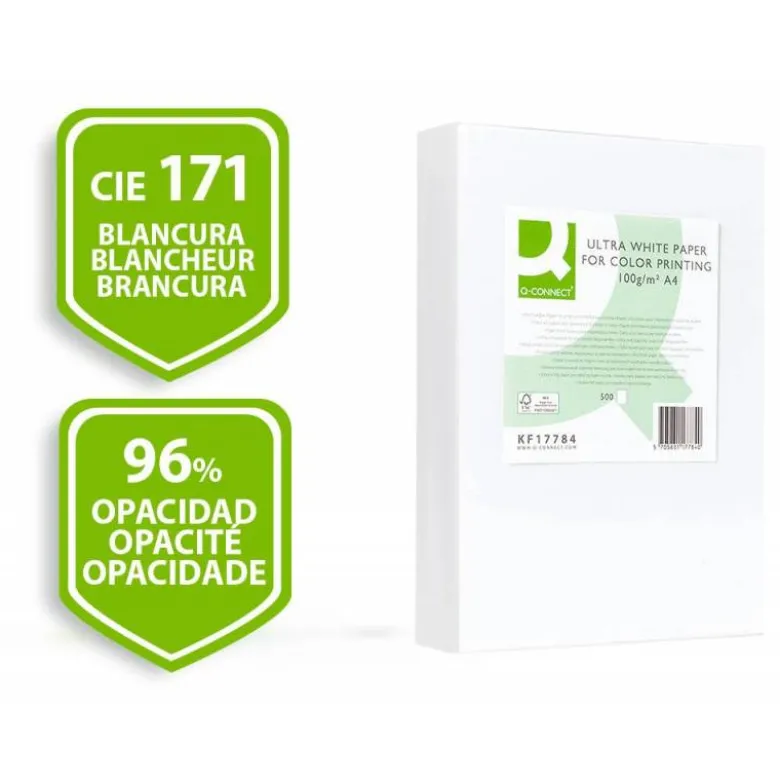 Papel fotocopiadora Q-Connect Ultra White DIN A4 100 Gr