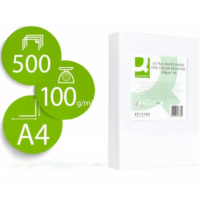 Papel fotocopiadora Q-Connect Ultra White DIN A4 100 Gr