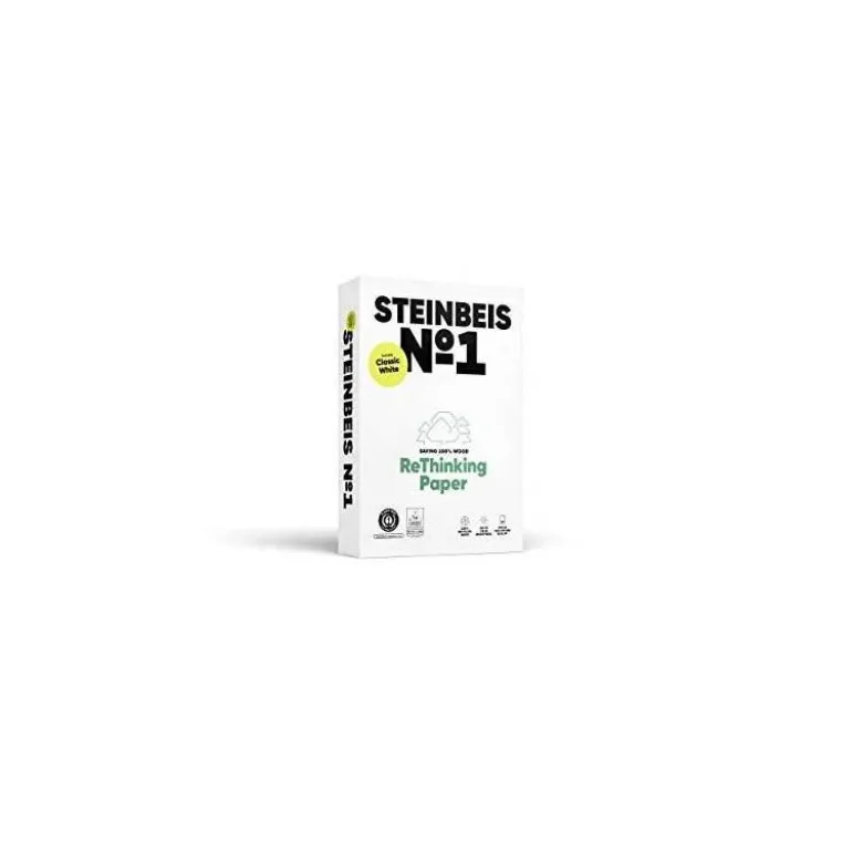 PAPEL FOTOCOPIADORA STEINBEIS N.1 100% RECICLADO DIN A4 80 GRAMOS PAQUETE DE 500 HOJAS