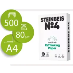 PAPEL FOTOCOPIADORA STEINBEIS N.4 100% RECICLADO DIN A4 80 GRAMOS PAQUETE DE 500 HOJAS