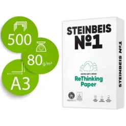 PAPEL FOTOCOPIADORA STEINBEIS N.1 100% RECICLADO DIN A3 80 GRAMOS PAQUETE DE 500 HOJAS