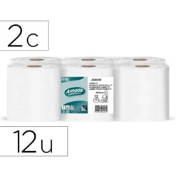PAPEL HIGIENICO AMOOS JUMBO INDUSTRIAL 2 CAPAS 30G/M2 PAQUETE DE 12 ROLLOS