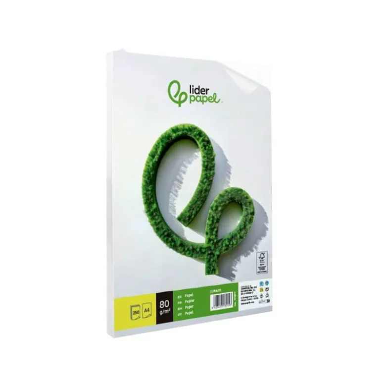 PAPEL LIDERPAPEL A4 80G/M2 LISO PAQUETE DE 250 HOJAS