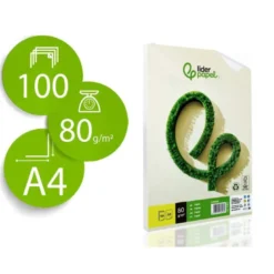PAPEL LIDERPAPEL A4 80G/M2 RECICLADO LISO PAQUETE DE 100 HOJAS