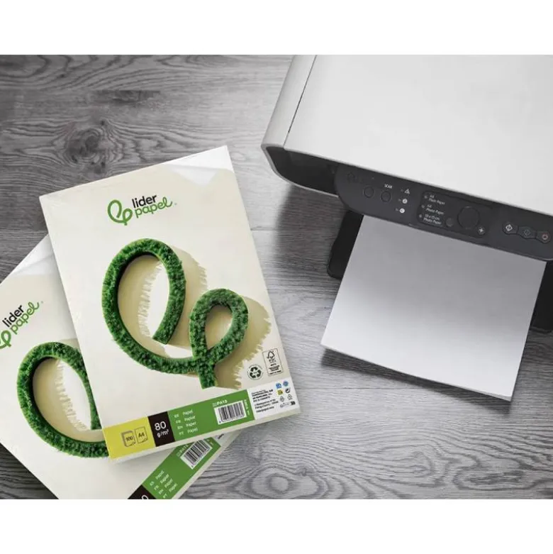 PAPEL LIDERPAPEL A4 80G/M2 RECICLADO LISO PAQUETE DE 100 HOJAS