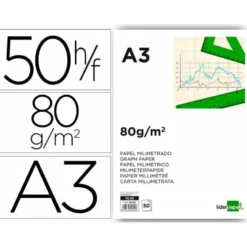 Papel milimetrado marca Liderpapel Din A3 80g/m2